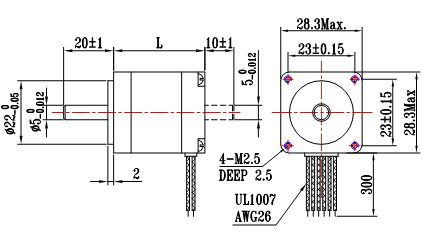 四相混合式步進(jìn)電機(jī)的機(jī)械尺寸